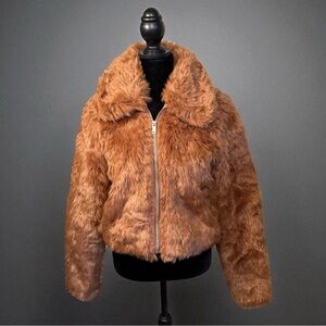 ABERCROMBIE & FITCH FAUX FUR JACKET BROWN WOMENS SIZE XS